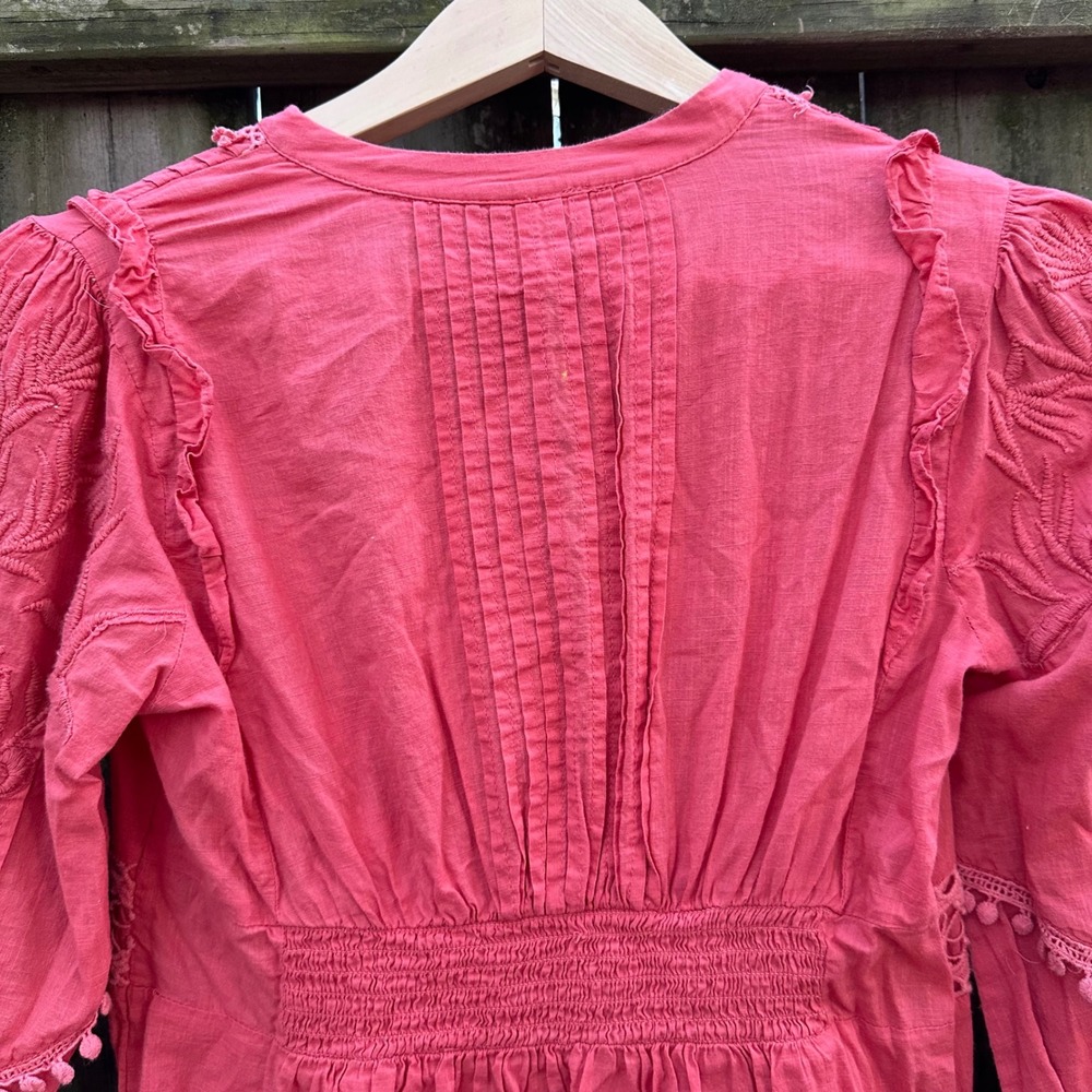 Anthropologie Akemi + Kin Josephine Coral Embroidered Lace Trim Dress - Picture 9 of 11